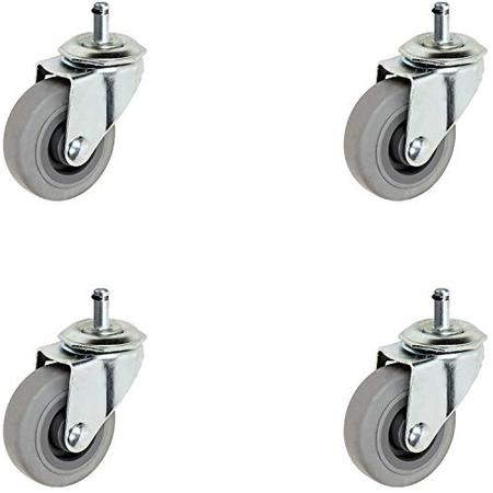 CASTERHQ 2" Gray Rubber DINETTE Chair Caster-320LBS Capacity PER Set, PK4 2IRCCSO4RWN